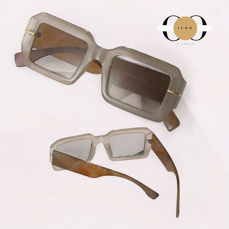 ILUV Marble Vintage Rectangle Frame Fashion Sunglasses