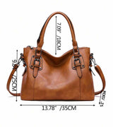 BOLSO Large Square Vintage Retro Leather Tote Bag