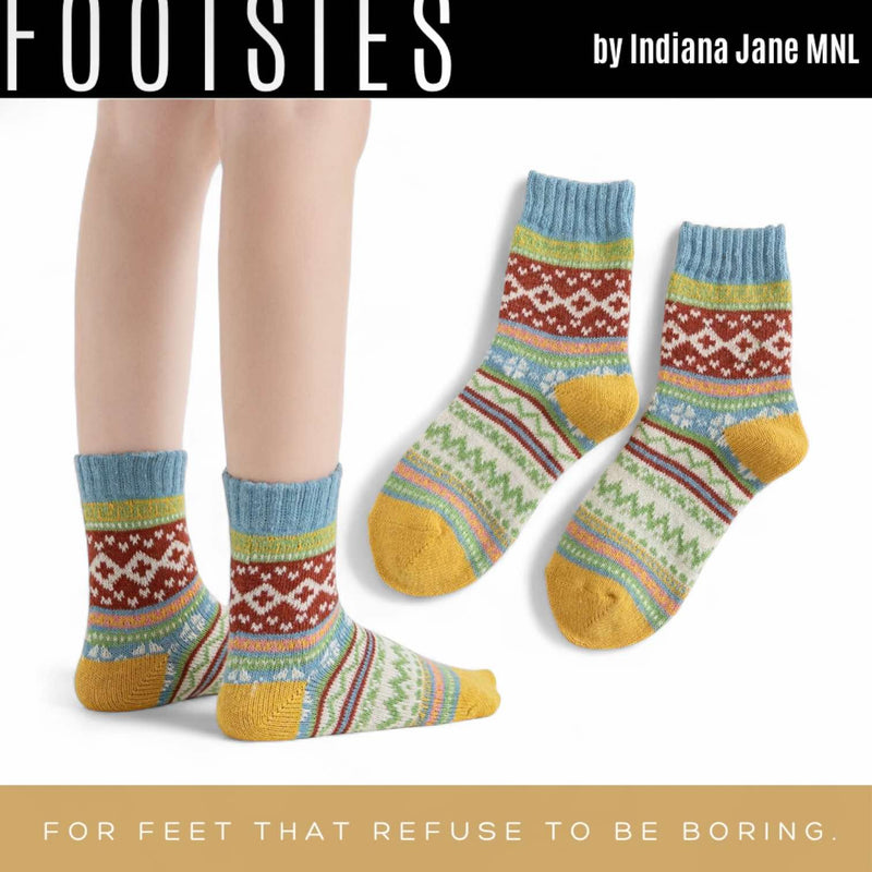 FOOTSIES Warm Chevron Pattern Pair of Crew Socks
