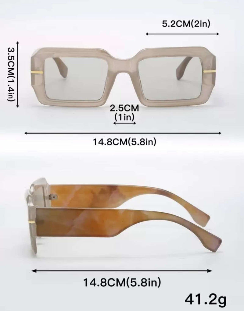 ILUV Marble Vintage Rectangle Frame Fashion Sunglasses
