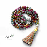 2SKN 108-Bead Mala Necklace for Meditation, Yoga, Mindfulness – Natural Crystal Healing Stones (Blessed Option)