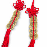 BLING 1pc Feng Shui Lucky Coins Charm – Chinese Knot Hanging Decoration with 6 Antique Coins & Tassel (11.4”) for Wealth & Protection