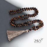 2SKN 108-Bead Mala Necklace for Meditation, Yoga, Mindfulness – Natural Crystal Healing Stones (Blessed Option)