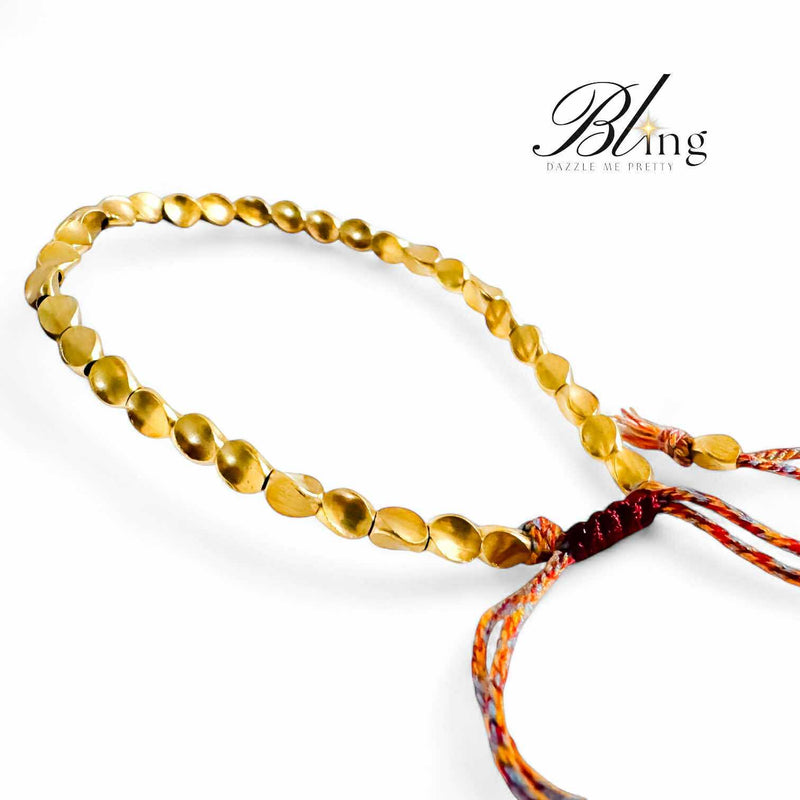 BLING Copper Beads Vintage Pull String Bracelet