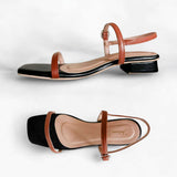 JUNO Classic Two Tone Strap 1” Heel Sandals