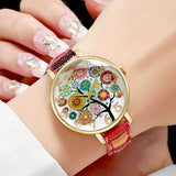 BLING Boho Chic Woven Strap Watch – Vintage-Inspired Printed Dial with Ethnic Fabric Band