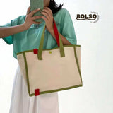 BOLSO Colorblock Canvas Open Caddy Tote Bag