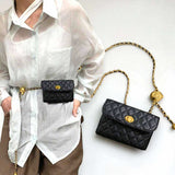 BOLSO Quilted Crossbody Chain Strap Belt Purse