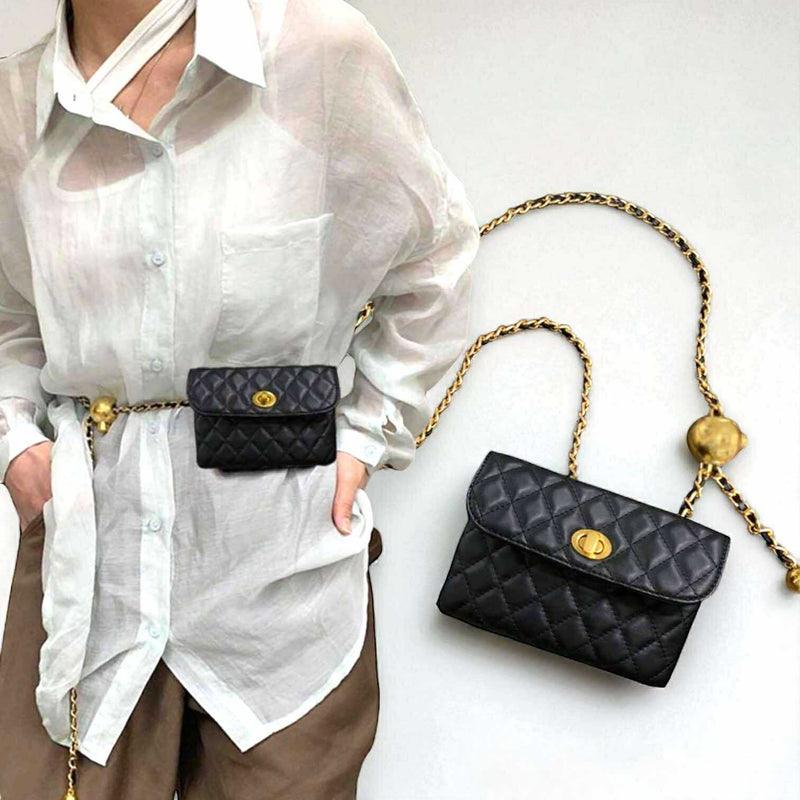 BOLSO Quilted Crossbody Chain Strap Belt Purse
