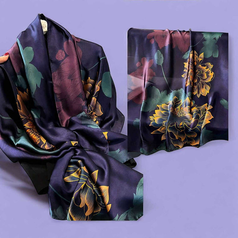 WRAP Luxury Floral Satin Scarf | Multi-Way Wrap for Day to Night Looks