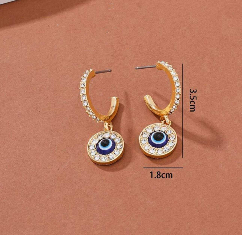 BLING Gold Evil Eye Huggie Earrings with Crystal Halo – Dainty Protection Charm