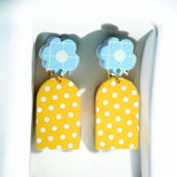 BLING Whimsical Arch Dangle Earrings – Handmade Polymer Clay Floral & Dot Designs