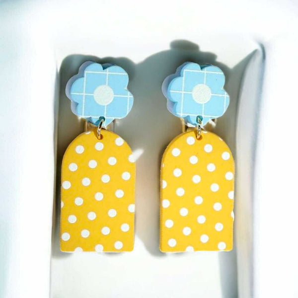 BLING Whimsical Arch Dangle Earrings – Handmade Polymer Clay Floral & Dot Designs