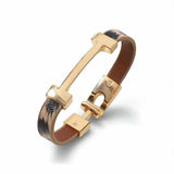 BLING Minimalist Skinny Leather Letter Gold Hardware Bracelet