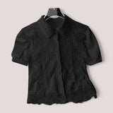 BLUSA Summer Lace Buttondown Collared Barong Inspired Blouse Top