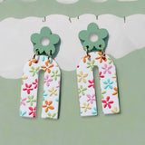 BLING Whimsical Arch Dangle Earrings – Handmade Polymer Clay Floral & Dot Designs