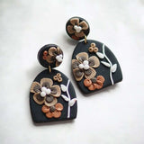 BLING Whimsical Arch Dangle Earrings – Handmade Polymer Clay Floral & Dot Designs