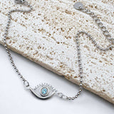 BLING Dual-Tone Evil Eye Ball Chain Bracelet – Adjustable Dainty Protection Charm