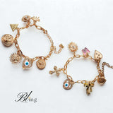 BLING Evil Eye Charms Chain Bracelet