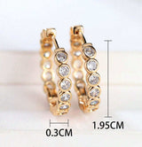 BLING Elegant Full Rhinestone Hoop HQ Cubic Zirconia Gold Earrings