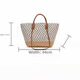 BOLSO Woven Straw Pattern Boho Large Beach Tote Bag