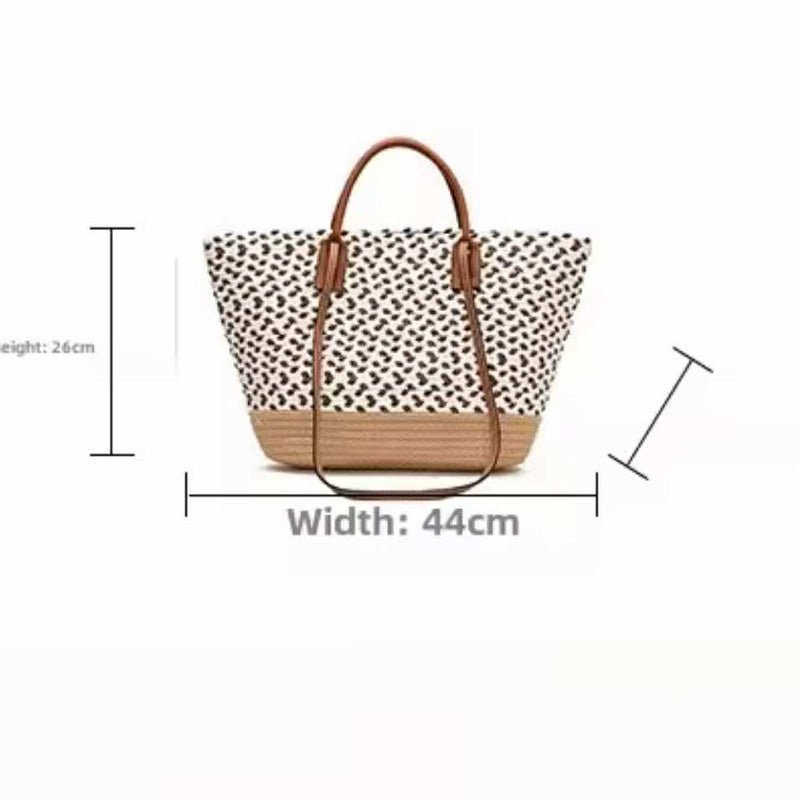BOLSO Woven Straw Pattern Boho Large Beach Tote Bag