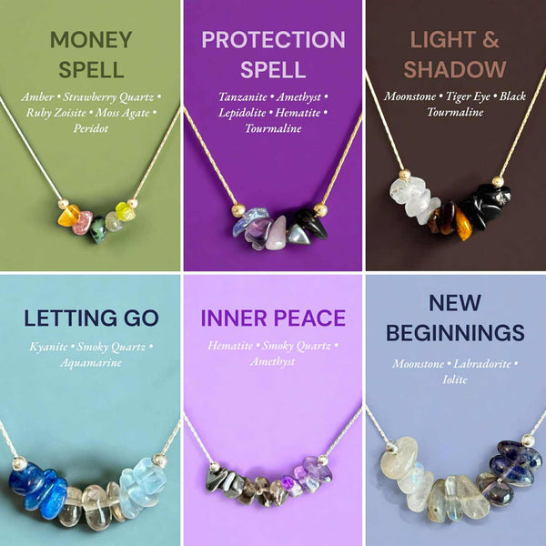 ANCHOR Healing Crystal Intention Combination Necklace – Natural Gemstone Energy Talisman