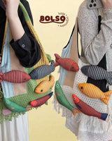 BOLSO 5D Carps Color Blocking Knitted Casual Tote Bag