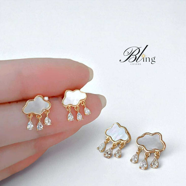 BLING Dainty Raindrop Cloud Mini Tassel Earrings