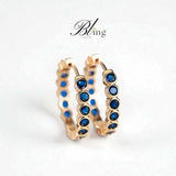 BLING Elegant Full Rhinestone Hoop HQ Cubic Zirconia Gold Earrings