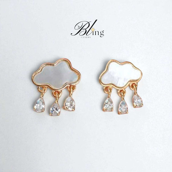 BLING Dainty Raindrop Cloud Mini Tassel Earrings