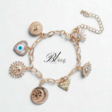 BLING Evil Eye Charms Chain Bracelet