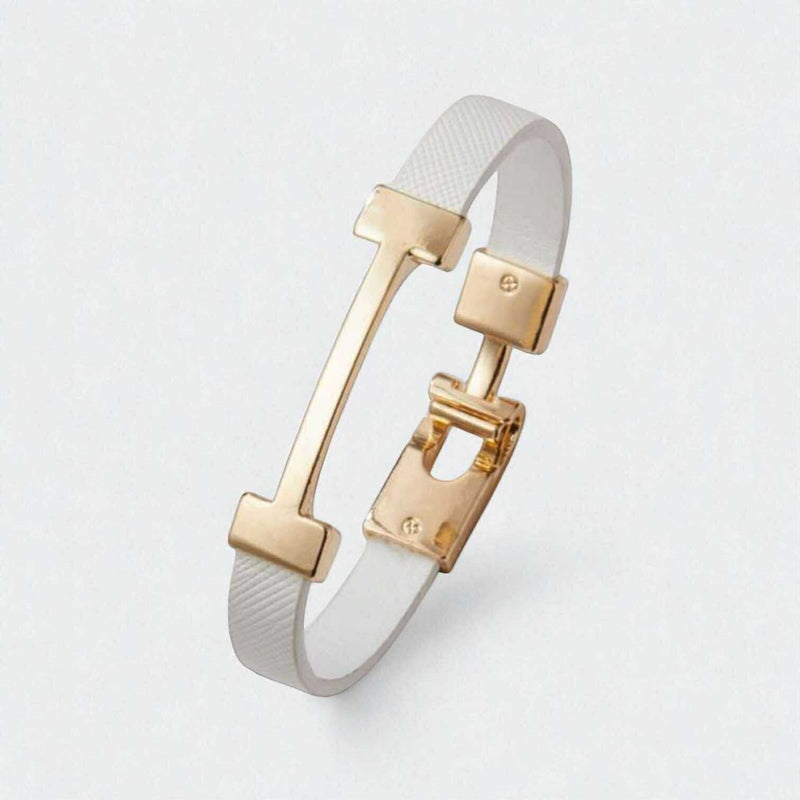 BLING Minimalist Skinny Leather Letter Gold Hardware Bracelet