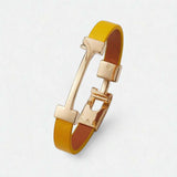 BLING Minimalist Skinny Leather Letter Gold Hardware Bracelet