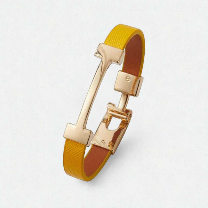 BLING Minimalist Skinny Leather Letter Gold Hardware Bracelet