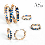 BLING Elegant Full Rhinestone Hoop HQ Cubic Zirconia Gold Earrings