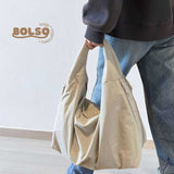 BOLSO Large Macaroon Water Resistant Canvas Commuters Tote Bag