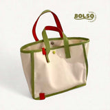 BOLSO Colorblock Canvas Open Caddy Tote Bag