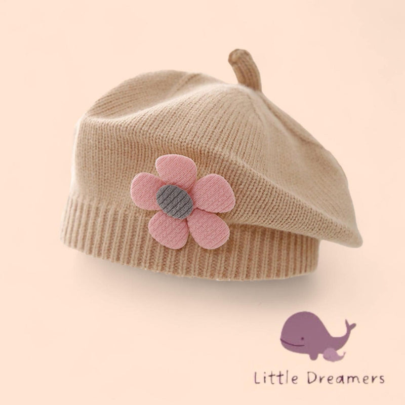 LITTLE DREAMERS Girls Fashion Floral Knitted Beret