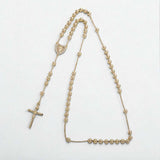 BLING Cross Pendant Gold Plated Prayer Beads Rosary Necklace - Faith Jewelry