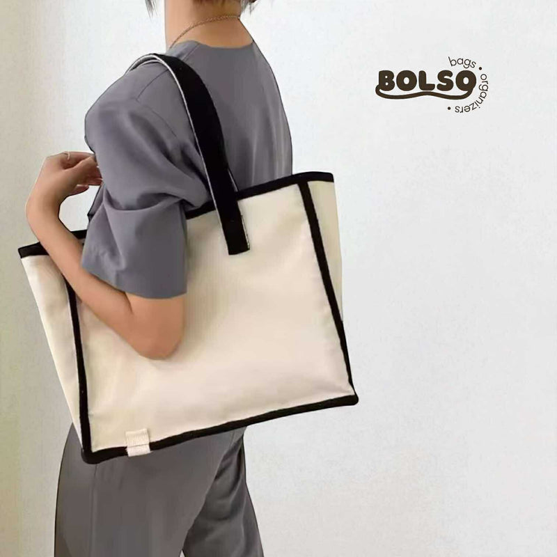 BOLSO Colorblock Canvas Open Caddy Tote Bag