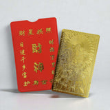 BLING Charms Wealth God Gold Card with Red Protective Sleeve – Lucky Feng Shui Amulet for Abundance & Prosperity