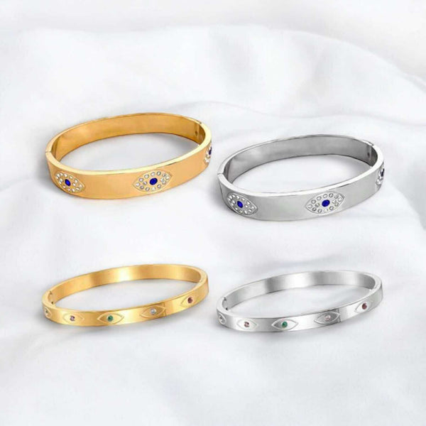BLING Charms Vintage Bangle Evil Eye Embed Bracelet