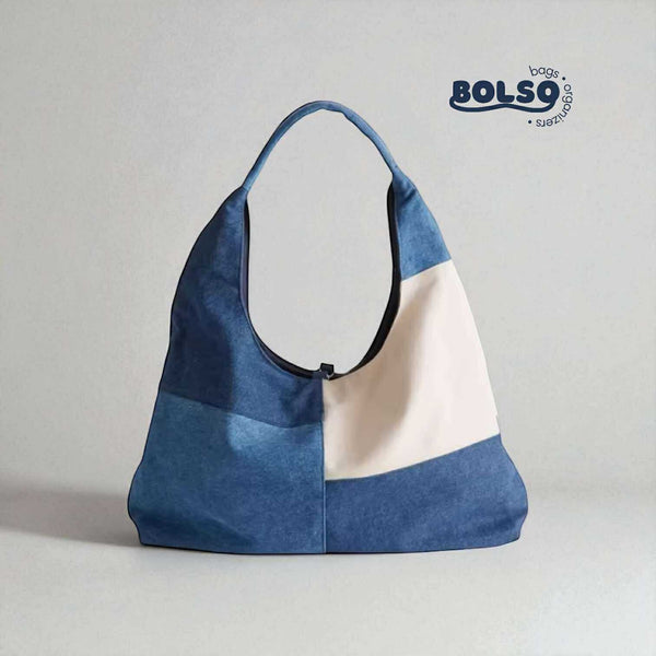 BOLSO Canvas Denim Patch Shoulder Bag