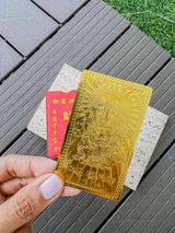 BLING Charms Wealth God Gold Card with Red Protective Sleeve – Lucky Feng Shui Amulet for Abundance & Prosperity