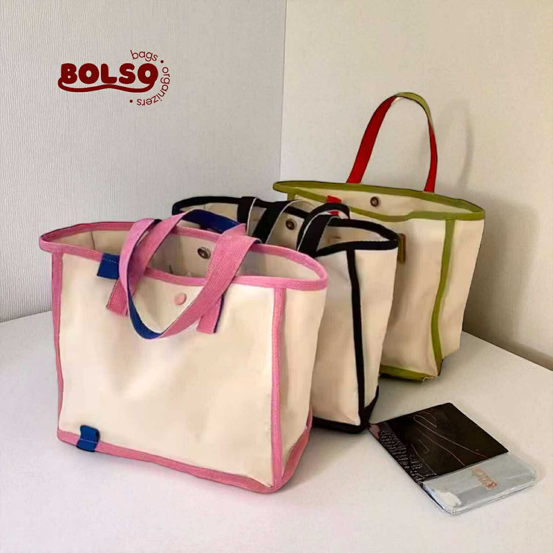 BOLSO Colorblock Canvas Open Caddy Tote Bag