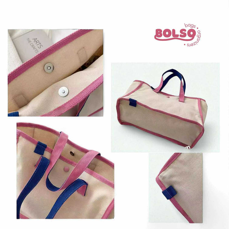 BOLSO Colorblock Canvas Open Caddy Tote Bag