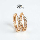 BLING Elegant Full Rhinestone Hoop HQ Cubic Zirconia Gold Earrings