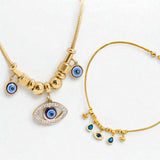 BLING Charms Gold Evil Eye Protection Dainty Rope Chain Necklace