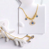 BLING Charms Gold Evil Eye Protection Dainty Rope Chain Necklace